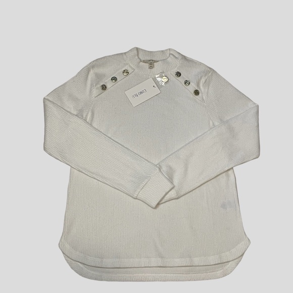 Como Blu White Knitted Sweatshirt with Gold detail - Small/Petite - Picture 3 of 9